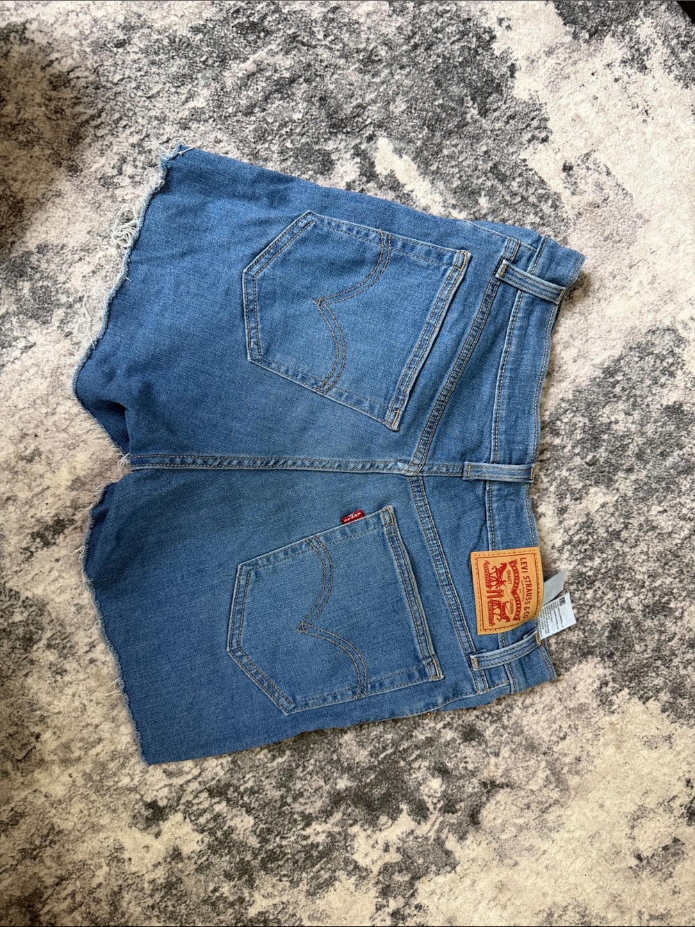 Levi's Light Blue Ripped Denim Cutoff Shorts - Picture 2 of 2